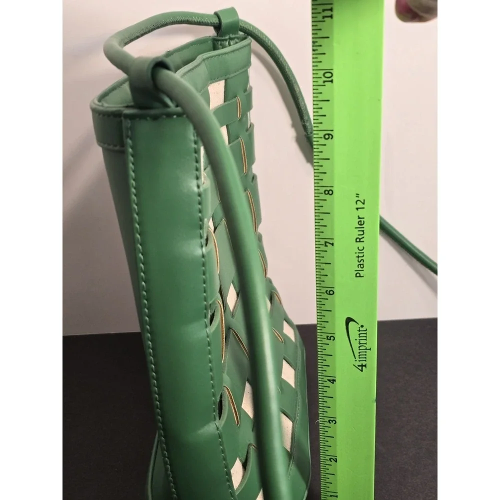 A New Day Kelly Green Bucket Style Purse Woven Over‎ Linen Handbag NWOT NEW